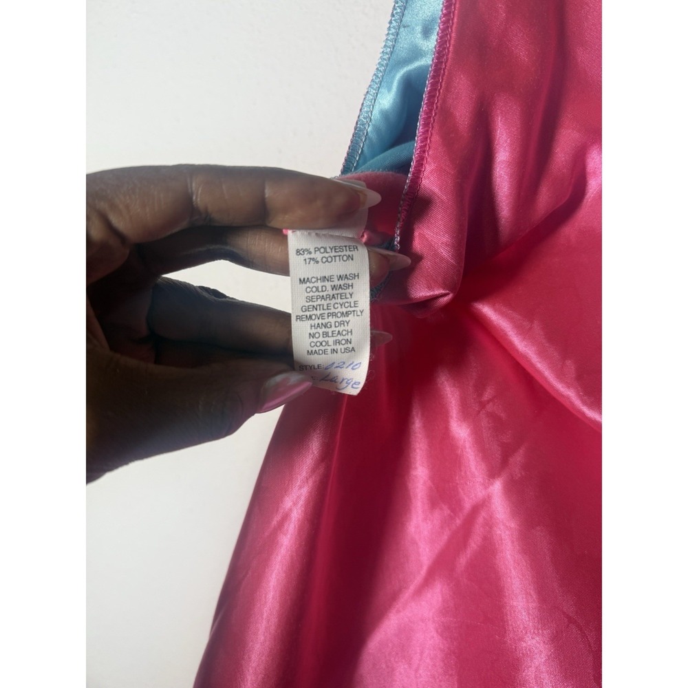 Fernando Sanchez Vtg Maxi Pink Floral Satin Slip Dress Size Large Rare - Picture 7 of 10